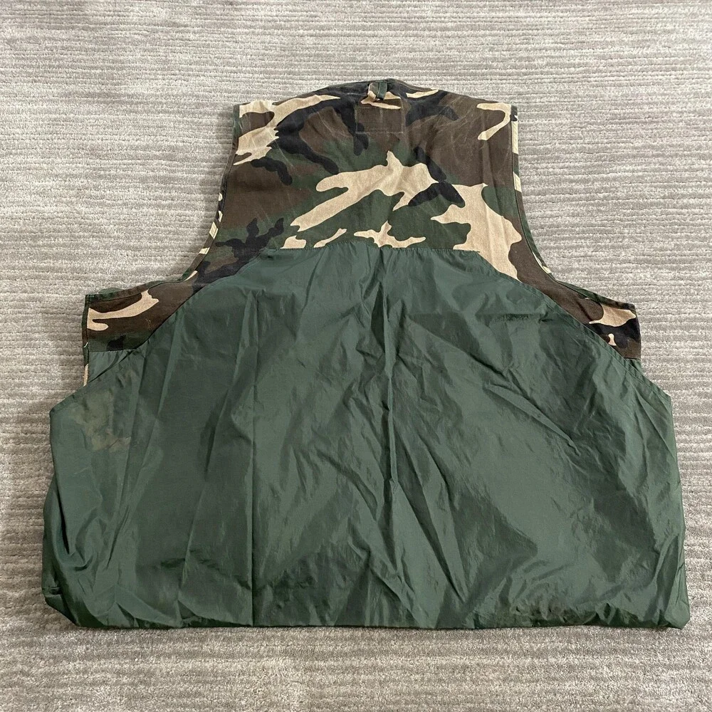 Vintage Sports Afield Hunting Vest Mens XL Camo Multi Pocket Game Bag 90s Outdoo